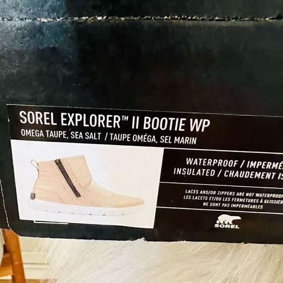 SOREL Explorer II Waterproof Bootie, Lightweight Taupe Sea Salt, Size 9.5, NWT - Picture 8 of 17